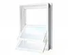 White cat flap with open doors.
