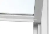 White window frame with clear glass pane.