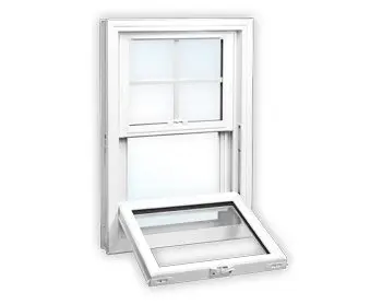 Double-hung window with removable sash panel.