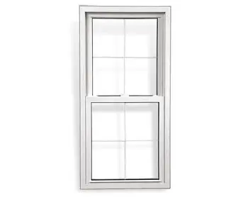 White double-hung window on white background.