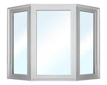 Three-panel bay window with clear glass.