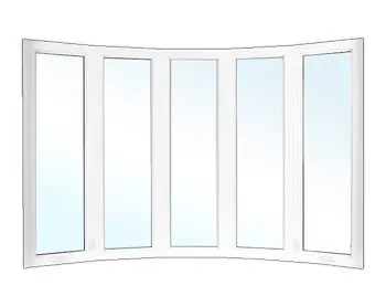 Five-panel curved white window illustration.