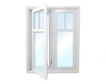Open white double-pane window on wall.