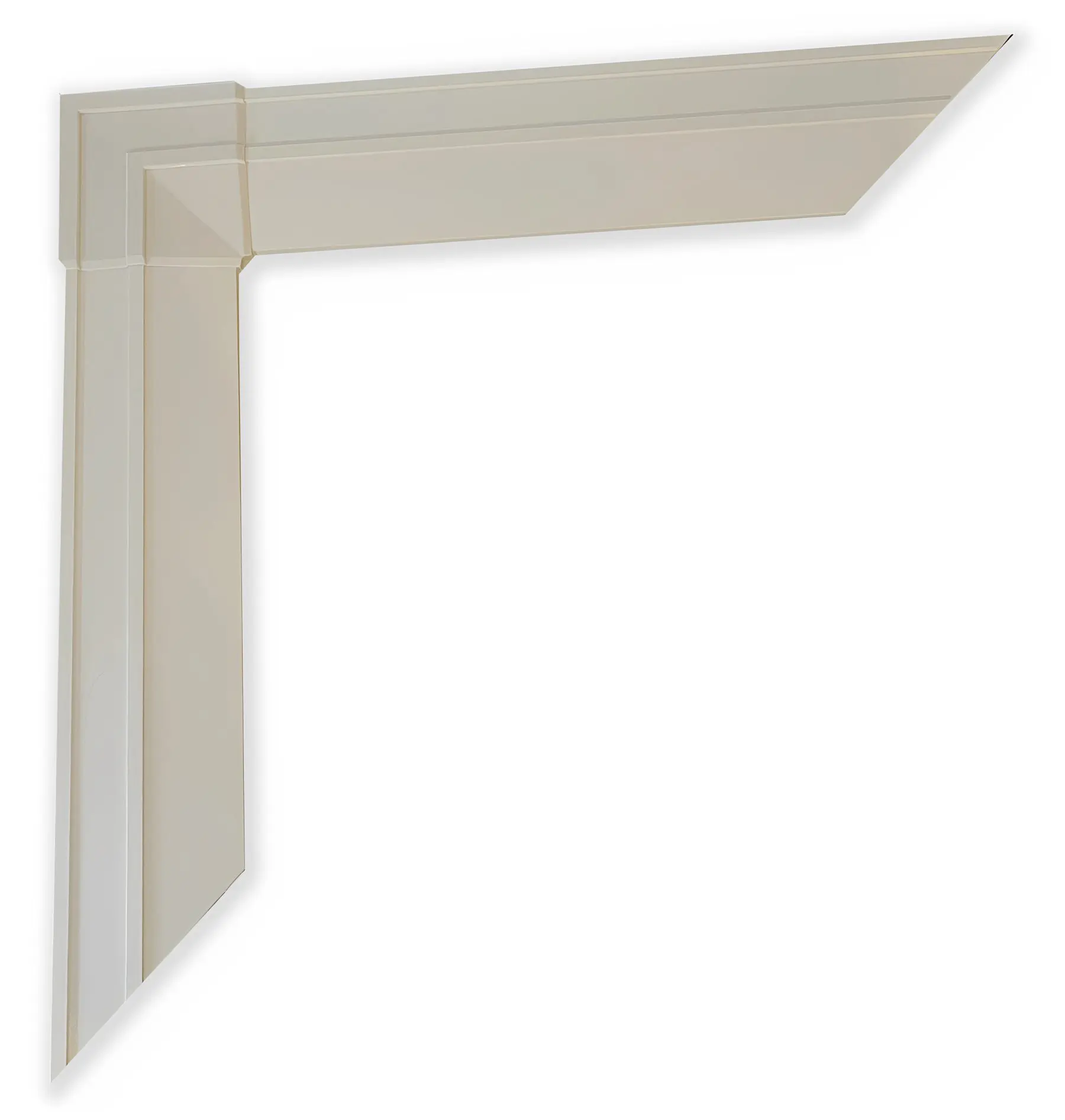 Decorative beige frame corner on white background.