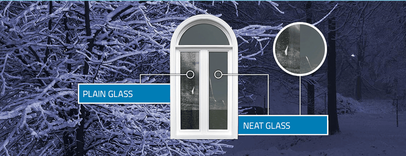 Window comparison: plain glass vs. neat glass.