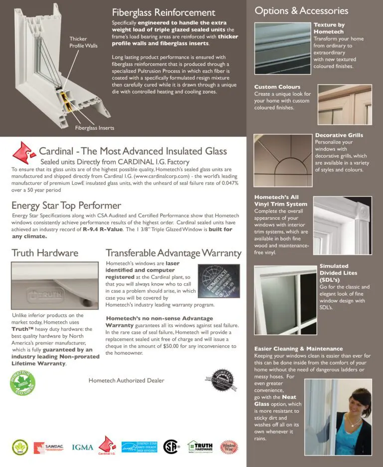 Window features and warranty options brochure.